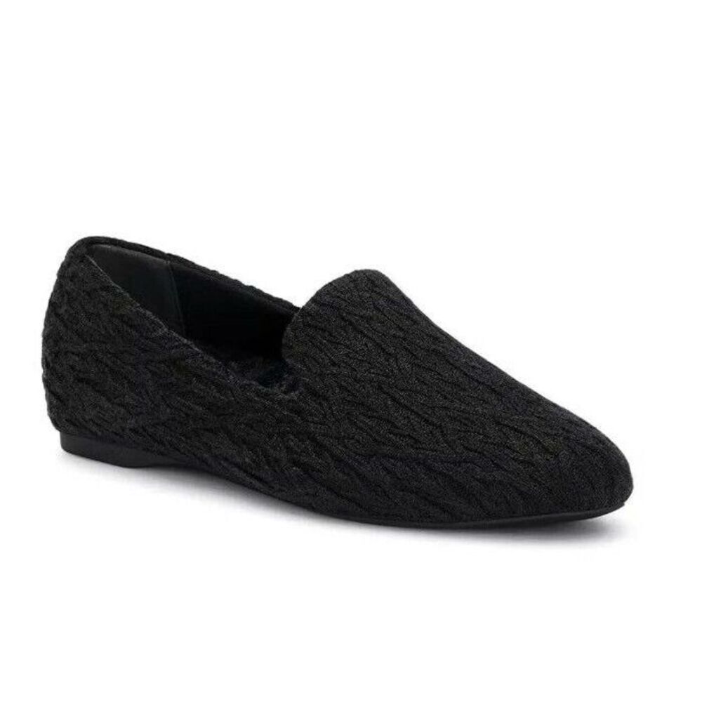 Women's Birdies Faux Fur Lined Starling Cable Knit Shoes Slippers Size 6.5 Black